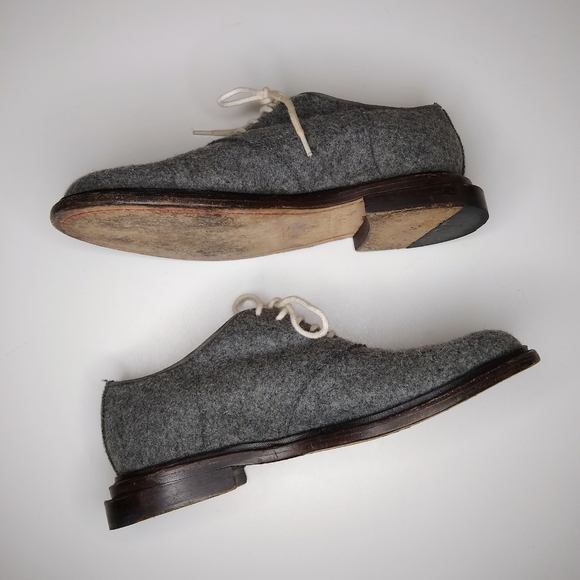 BAND OF OUTSIDERS GRAY FELTED WOOL OXFORD LOAFERS - Picture 11 of 13